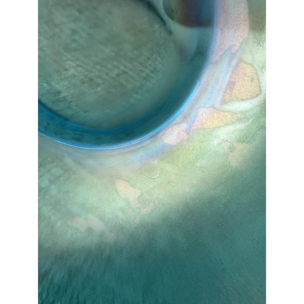 Vintage‎ Northwood Blue Iridescent Stretch Glass Console Bowl Opalescent 10